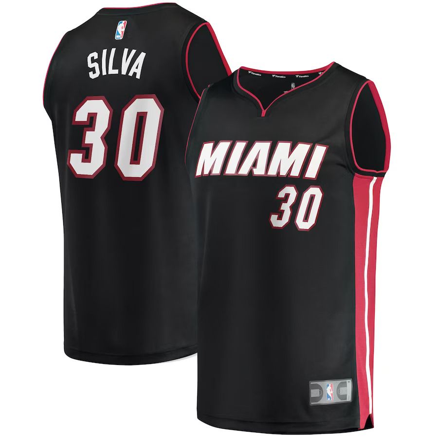 Men Miami Heat #30 Chris Silva Fanatics Branded Black Fast Break Replica NBA Jersey